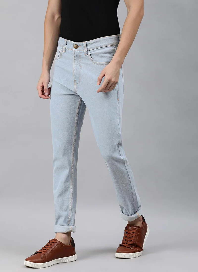 Urbano Fashion  Urbano Fashion Men's Ice Blue Slim Fit Washed Jeans Stretchable for Men | Best Price UAE